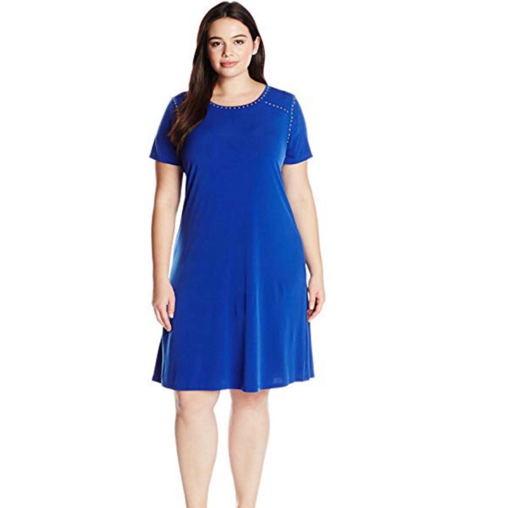 CALVIN KLEIN Women's Plus-Size Beaded Neck Dress